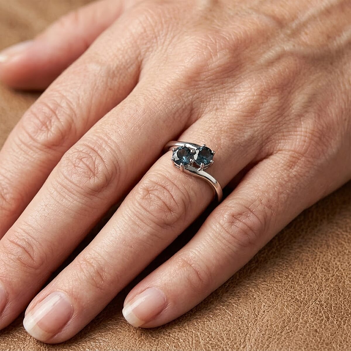 D'Joy Montana Sapphire 0.85 ctw Solitaire Glacier Whisper Ring in Rhodium Over Sterling Silver (Size 7.0) image number 1