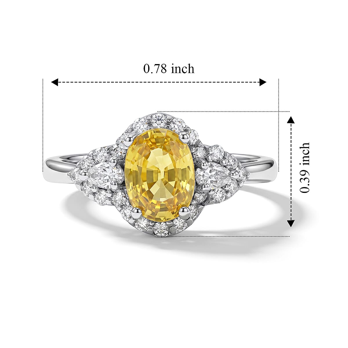 D'Joy AAA Yellow Sapphire, Moissanite Ring in Rhodium Over Sterling Silver (Size 10.0) 1.50 ctw image number 5