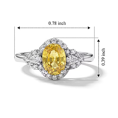 D'Joy AAA Yellow Sapphire and Moissanite 1.50 ctw Sunlit Elegance Ring in Rhodium Over Sterling Silver (Size 5.0)