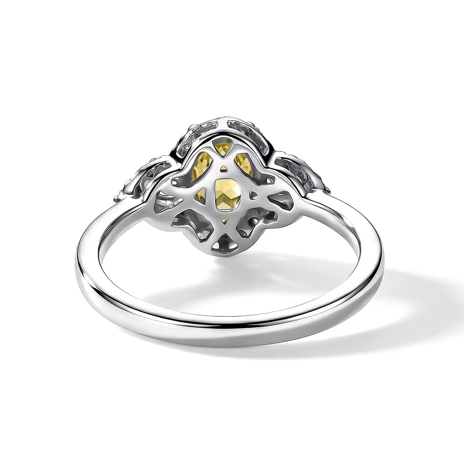 D'Joy AAA Yellow Sapphire and Moissanite 1.50 ctw Sunlit Elegance Ring in Rhodium Over Sterling Silver (Size 5.0)