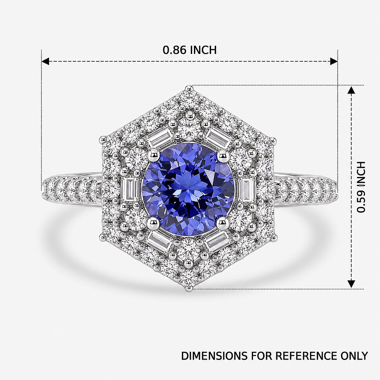 D'Joy Premium Tanzanite and Moissanite 2.00 ctw Ring in Rhodium Over Sterling Silver (Size 6.0)