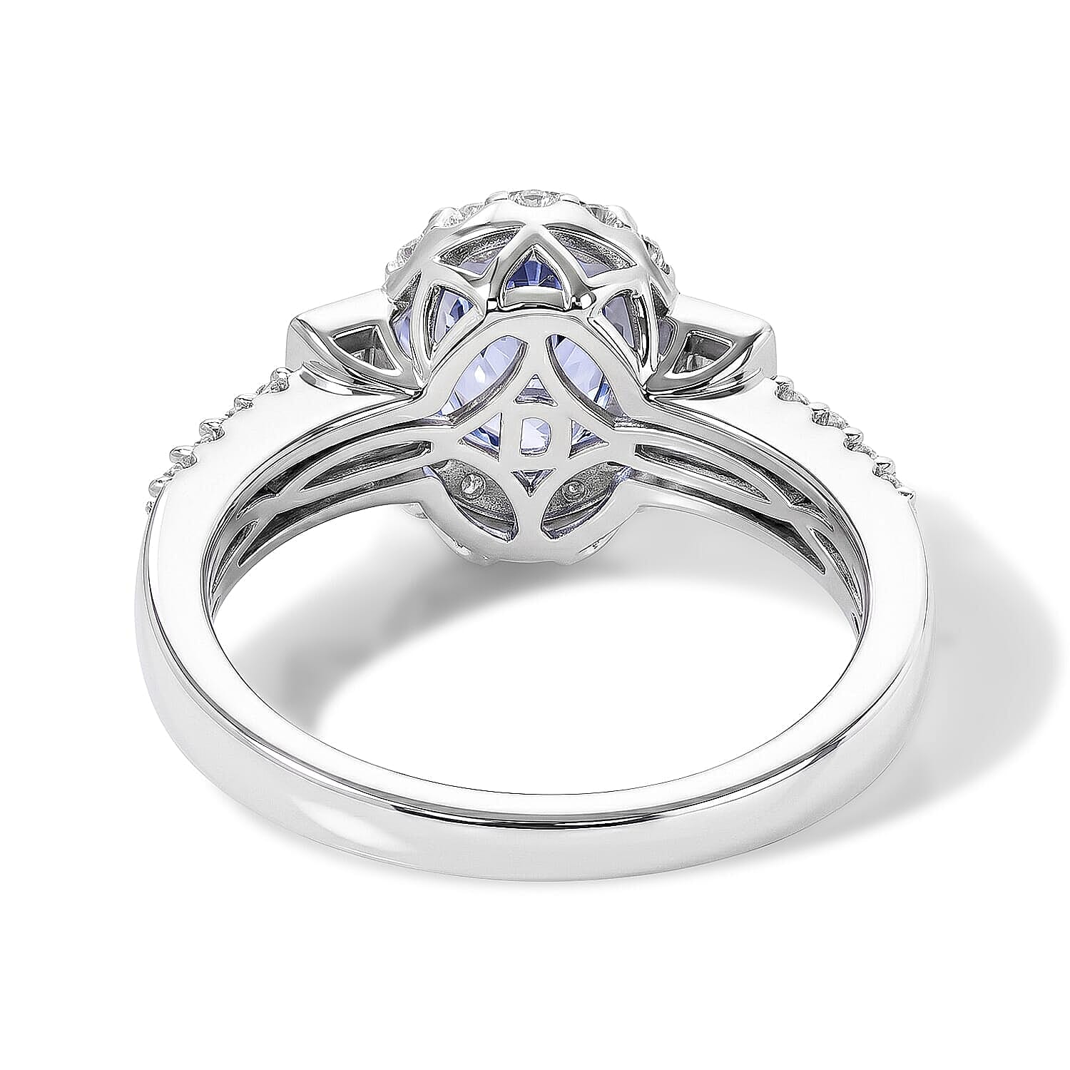 Certified and Appraised D'Joy Premium Tanzanite, Moissanite Ring in Rhodium Over Sterling Silver (Size 5.0) 1.60 ctw