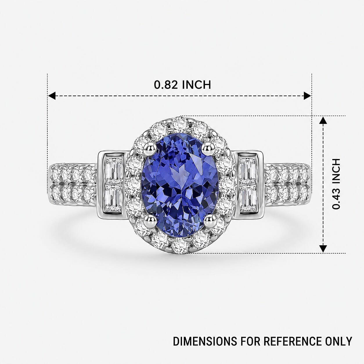 Certified and Appraised D'Joy Premium Tanzanite, Moissanite Ring in Rhodium Over Sterling Silver (Size 5.0) 1.60 ctw