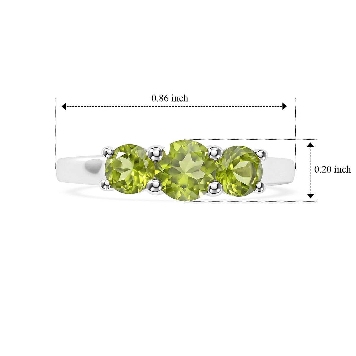 Hebei Peridot 1.00 ctw Ring in Sterling Silver (Size 5.0) image number 4