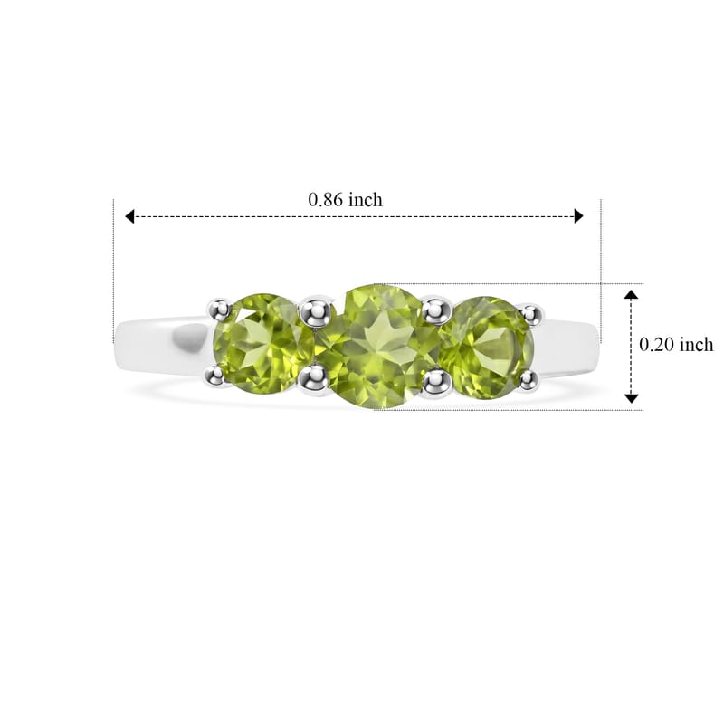 Hebei Peridot 1.00 ctw Ring in Sterling Silver (Size 5.0)