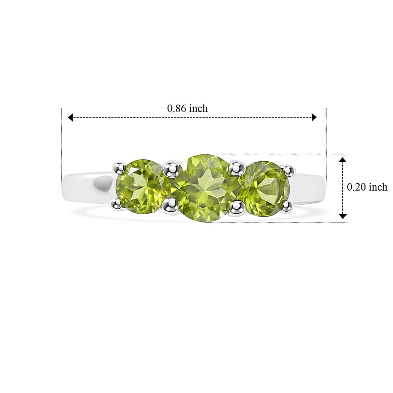 Hebei Peridot 1.00 ctw Ring in Sterling Silver (Size 5.0)