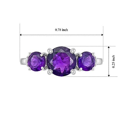 Amethyst 1.55 ctw Ring in Sterling Silver (Size 6.0)