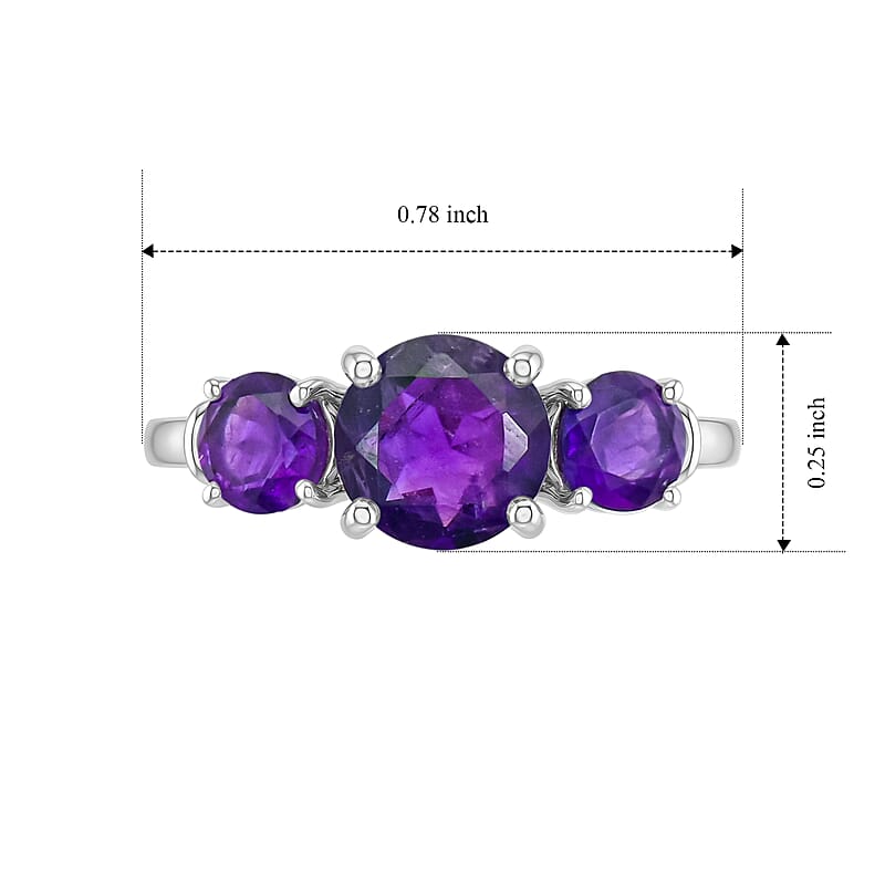 Amethyst 1.55 ctw Ring in Sterling Silver (Size 6.0)