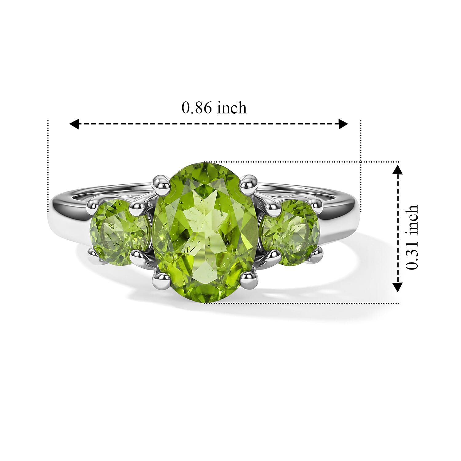 Hebei Peridot 1.65 ctw Ring in Sterling Silver (Size 7.0)