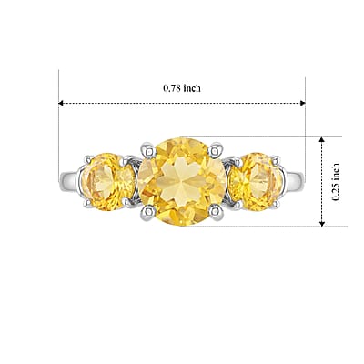 Brazilian Citrine 1.55 ctw Ring in Sterling Silver (Size 8.0)