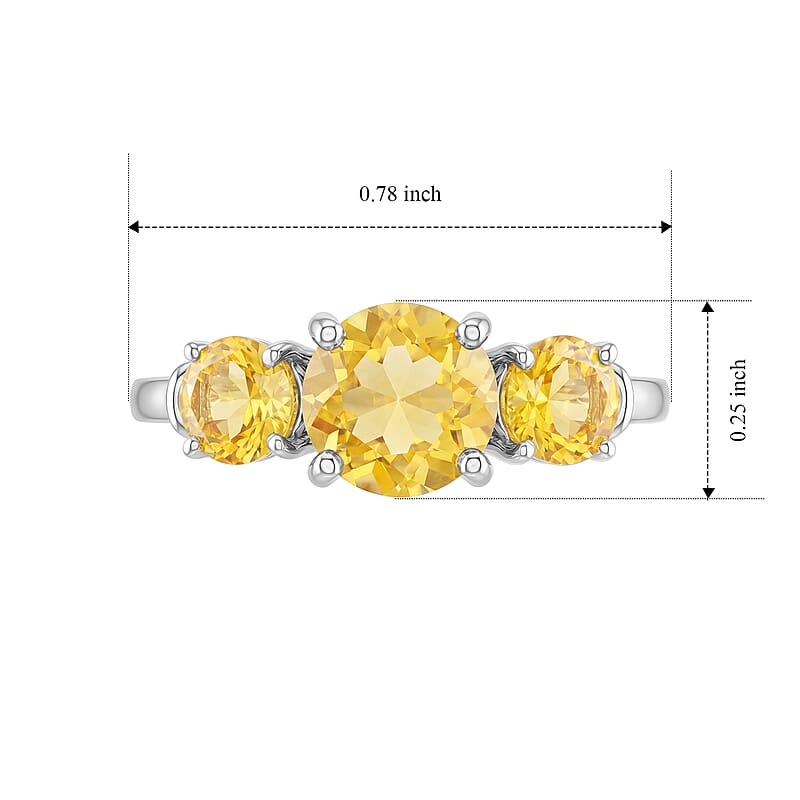 Brazilian Citrine 1.55 ctw Ring in Sterling Silver (Size 8.0)
