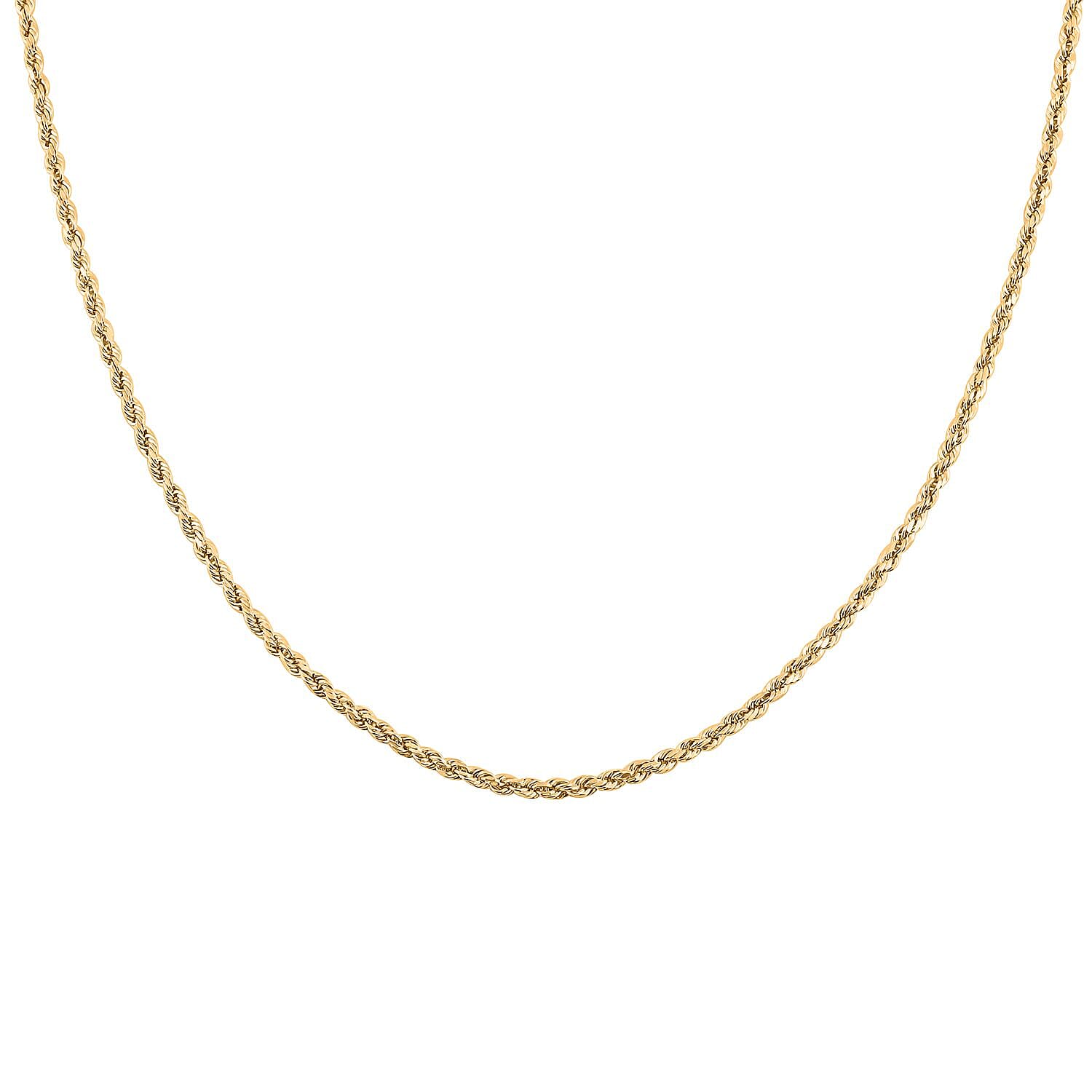 2.5mm Rope Chain Necklace in 14K Yellow Gold 3.50 Grams 18 Inches