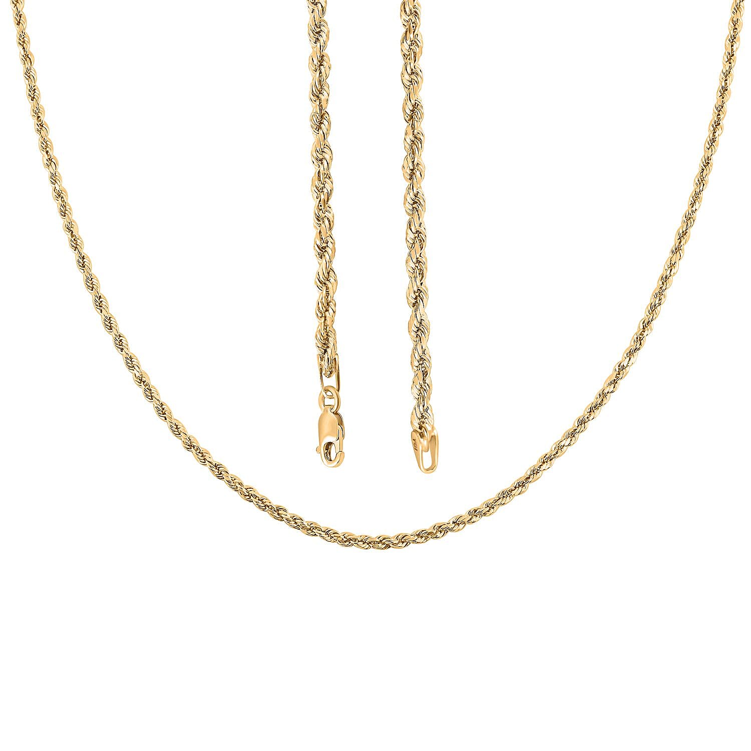 2.5mm Rope Chain Necklace in 14K Yellow Gold 3.50 Grams 18 Inches