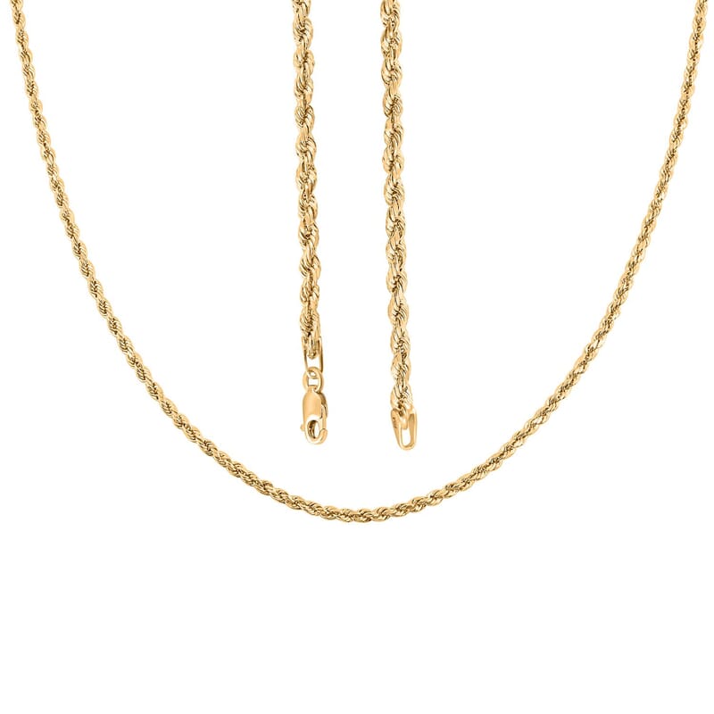 2.5mm Rope Chain Necklace in 14K Yellow Gold 3.50 Grams 18 Inches