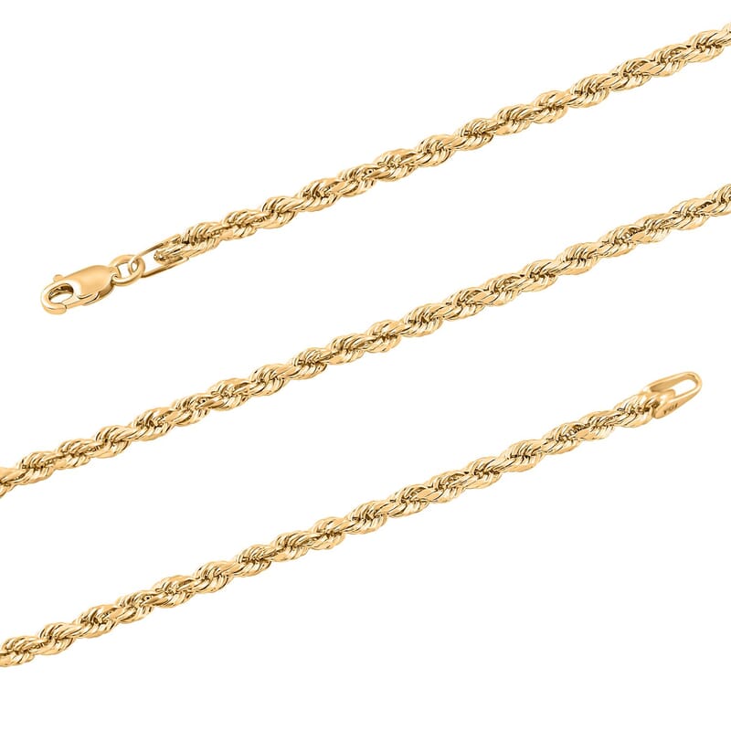 2.5mm Rope Chain Necklace in 14K Yellow Gold 3.50 Grams 18 Inches