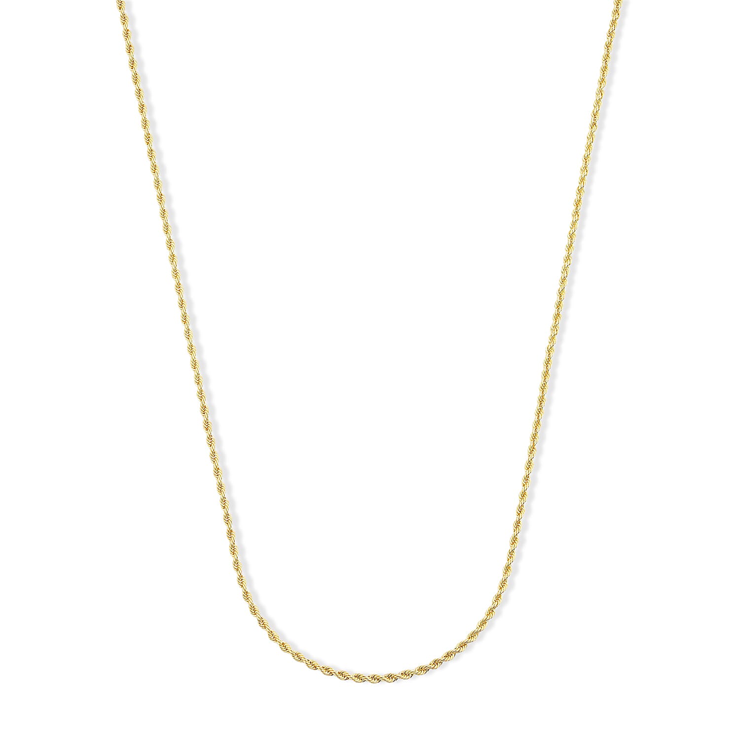 2.5mm Rope Chain Necklace in 14K Yellow Gold 3.90 Grams 20 Inches