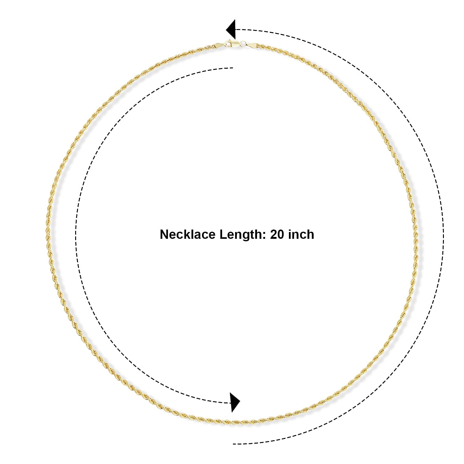 2.5mm Rope Chain Necklace in 14K Yellow Gold 3.90 Grams 20 Inches