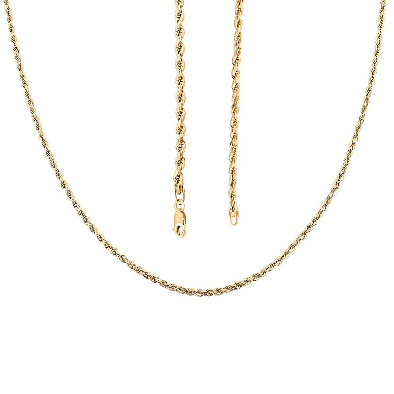 2.5mm Rope Chain Necklace in 14K Yellow Gold 4.30 Grams 22 Inches 