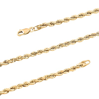2.5mm Rope Chain Necklace in 14K Yellow Gold 4.30 Grams 22 Inches