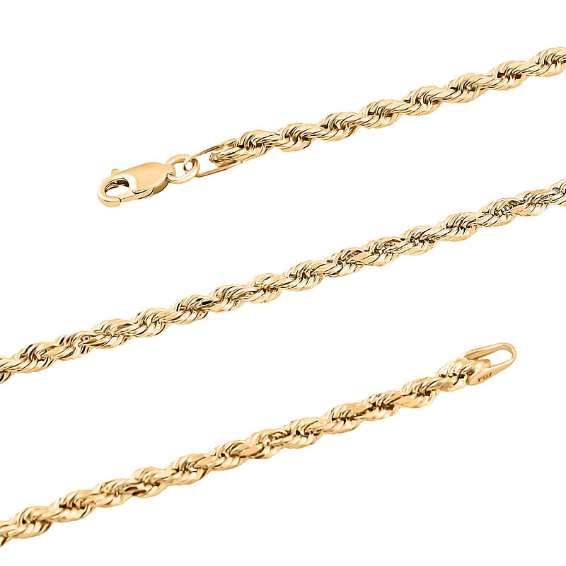 2.5mm Rope Chain Necklace in 14K Yellow Gold 4.30 Grams 22 Inches 