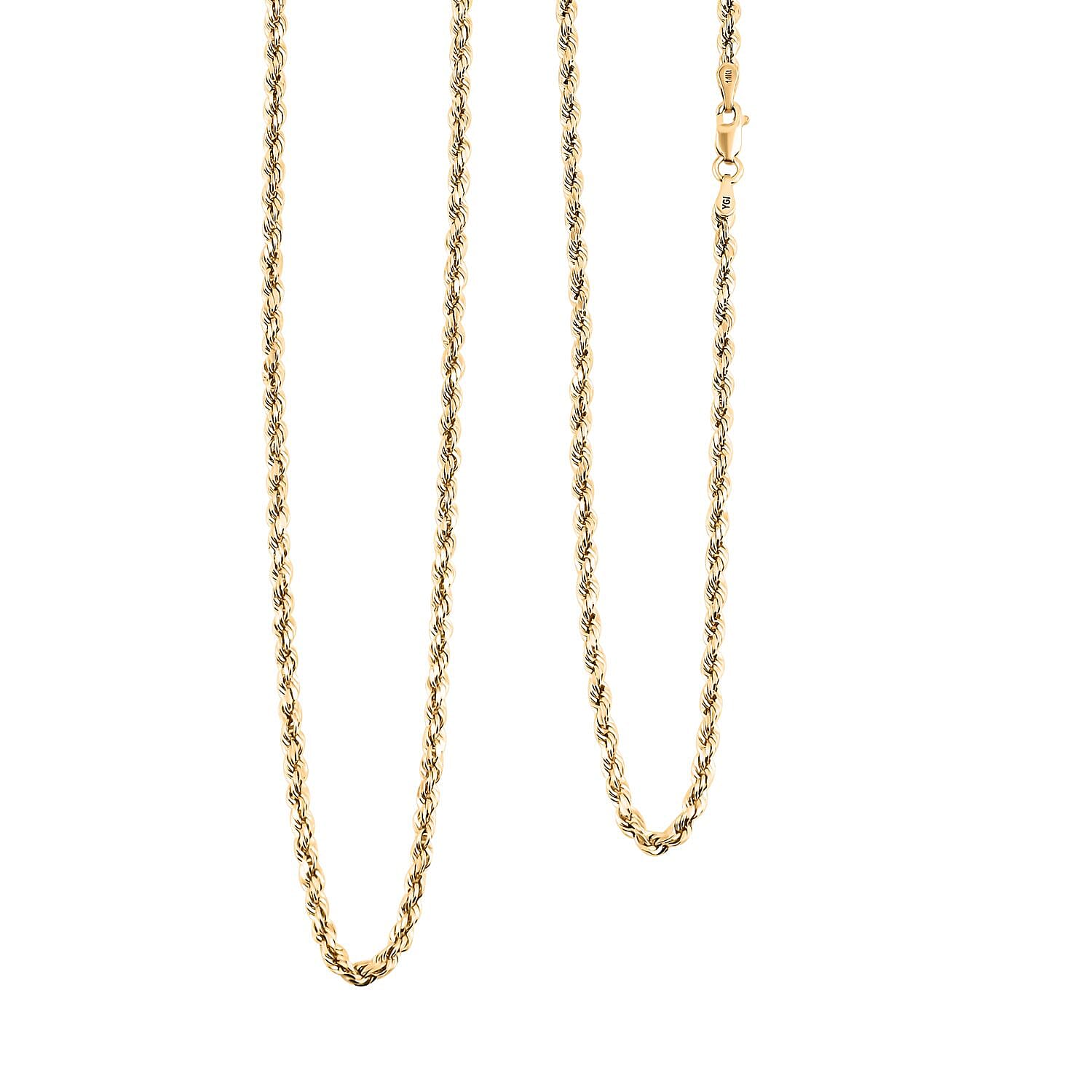 2.5mm Rope Chain Necklace in 14K Yellow Gold 4.70 Grams 24 Inches