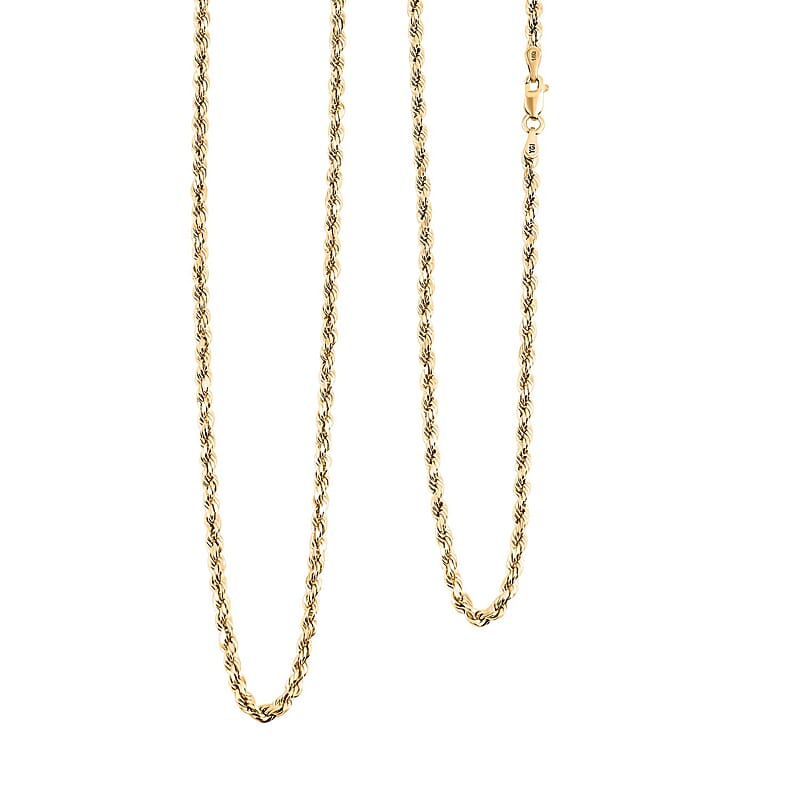 2.5mm Rope Chain Necklace in 14K Yellow Gold 4.70 Grams 24 Inches