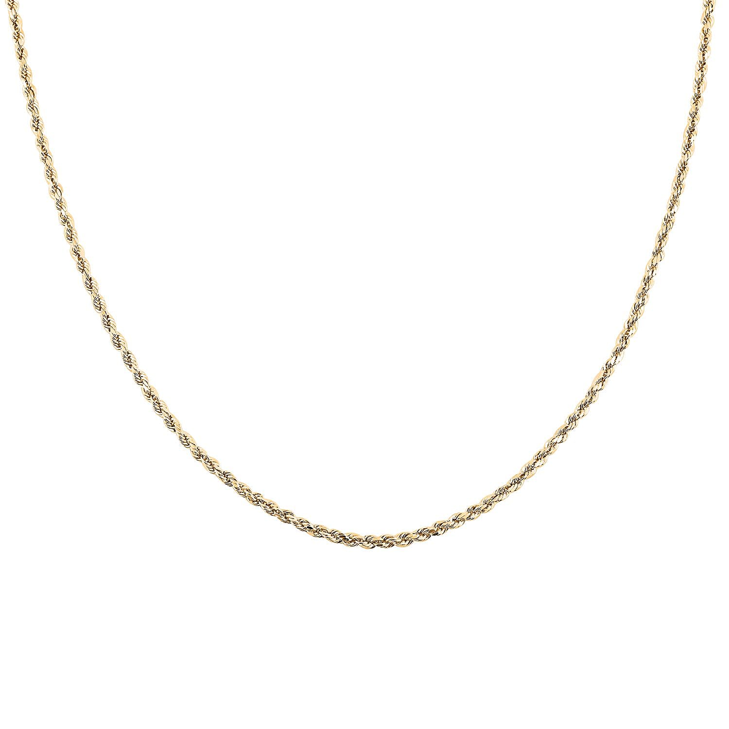 2.5mm Rope Chain Necklace in 14K Yellow Gold 4.70 Grams 24 Inches