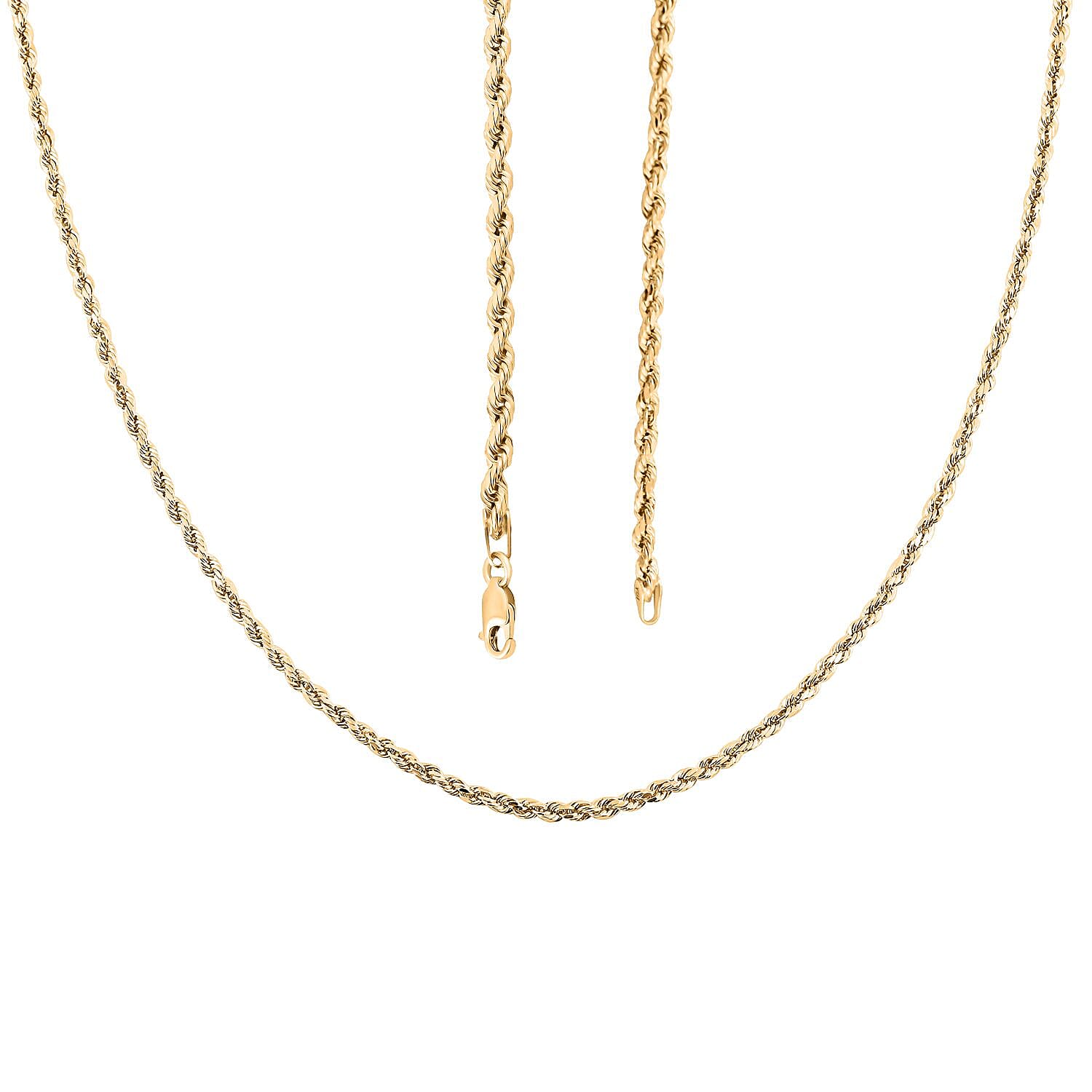 2.5mm Rope Chain Necklace in 14K Yellow Gold 4.70 Grams 24 Inches