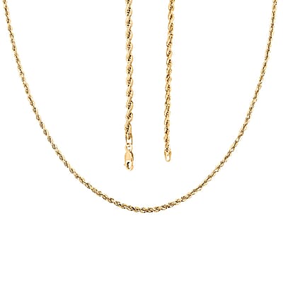 2.5mm Rope Chain Necklace in 14K Yellow Gold 4.70 Grams 24 Inches