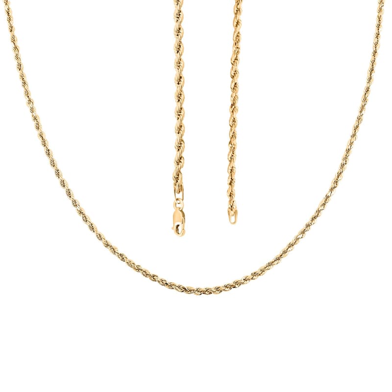 2.5mm Rope Chain Necklace in 14K Yellow Gold 4.70 Grams 24 Inches