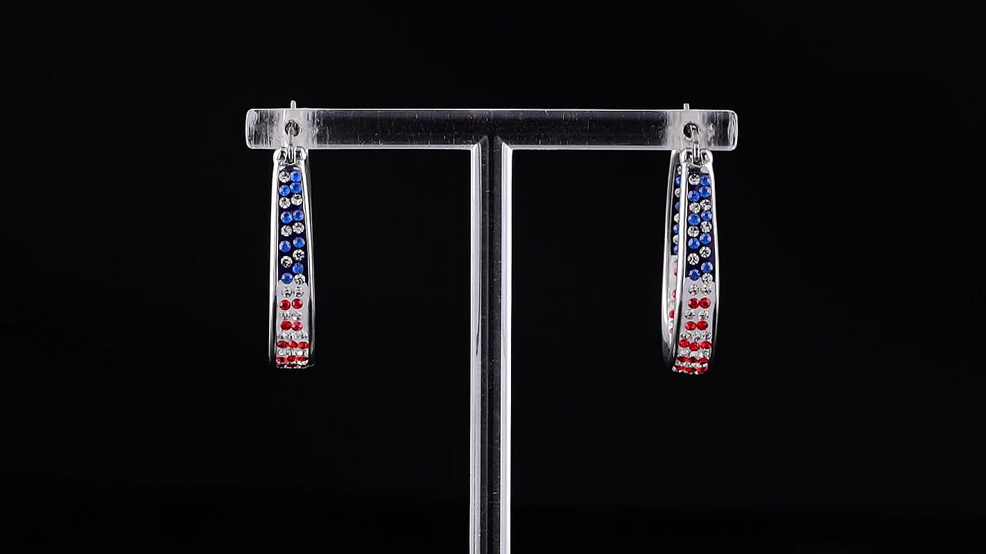 Austrian Multi Color Crystal Fancy Earrings in Stainless Steel