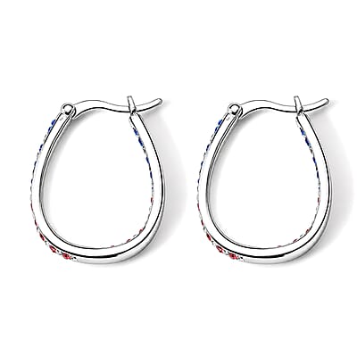 Austrian Multi Color Crystal Fancy Earrings in Stainless Steel