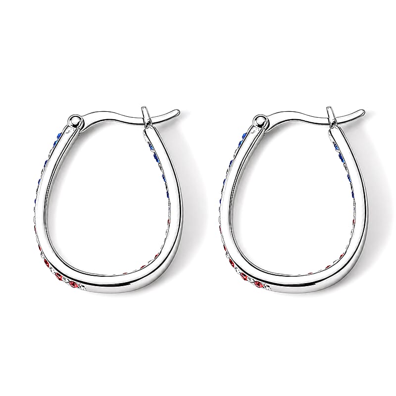 Austrian Multi Color Crystal Fancy Earrings in Stainless Steel
