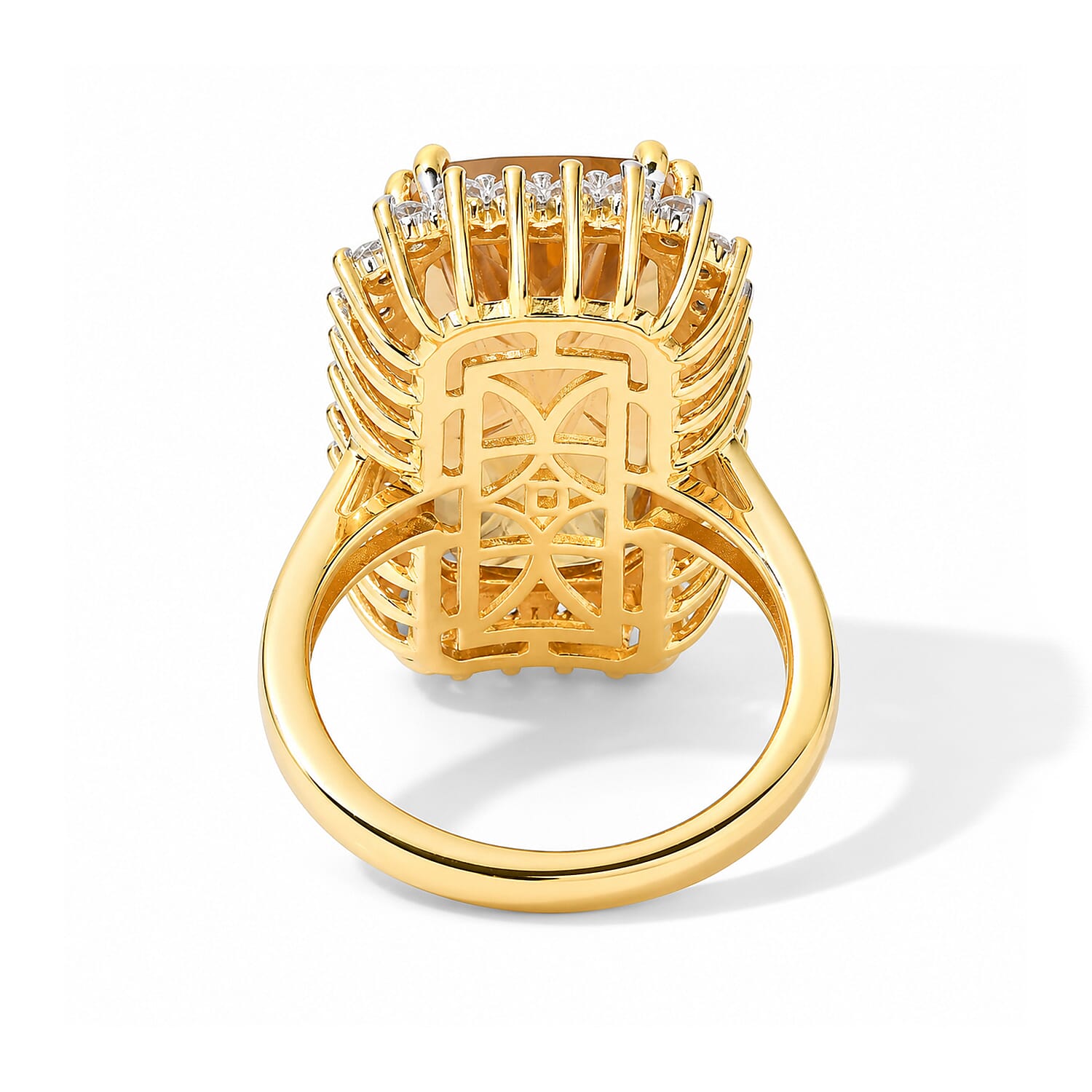 D'Joy Brazilian Citrine and White Zircon 12.65 ctw Ring in 18K Vermeil Yellow Gold Over Sterling Silver (Size 7.0)