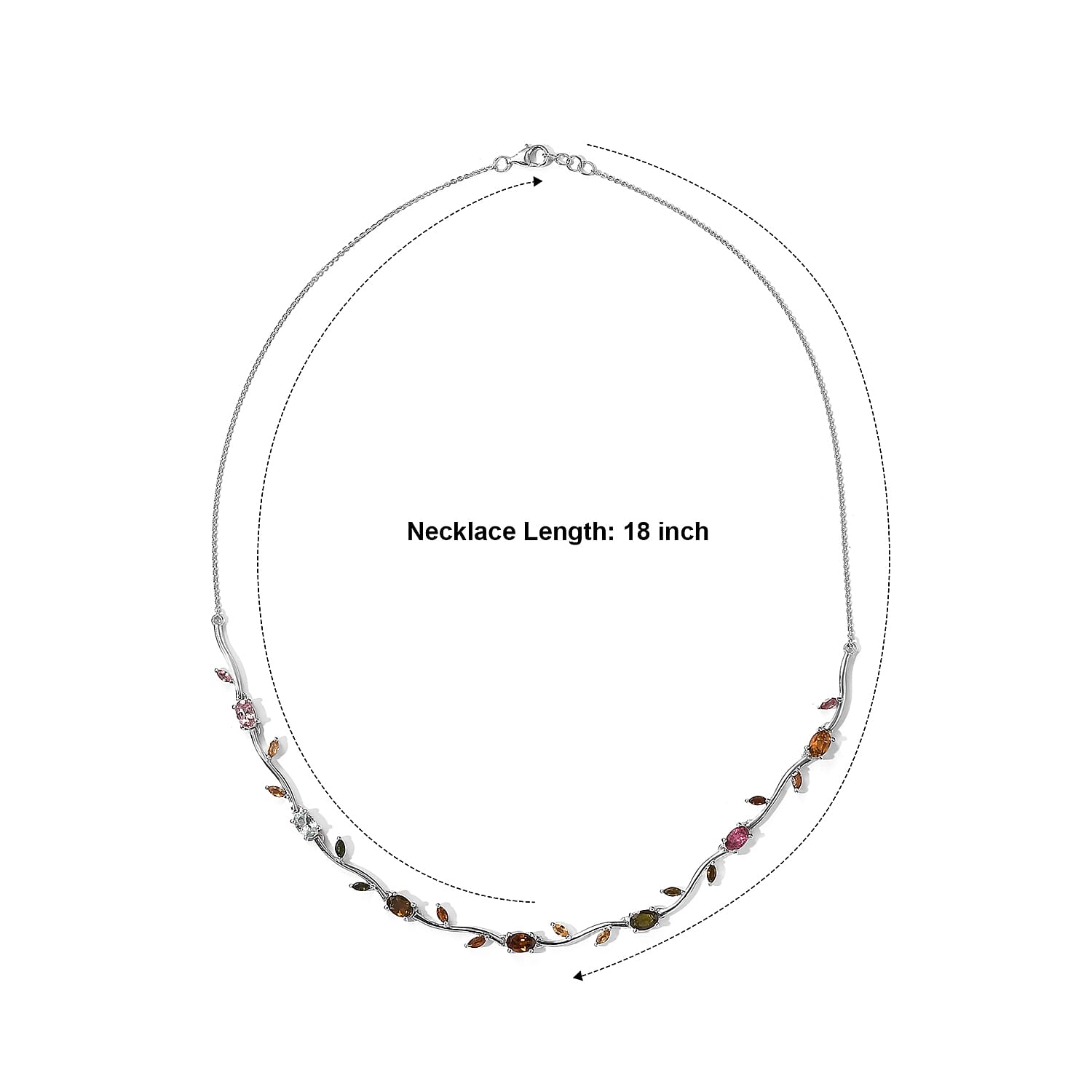 D'Joy Multi-Tourmaline 4.25 ctw Necklace (18 Inches) in Rhodium Over Sterling Silver