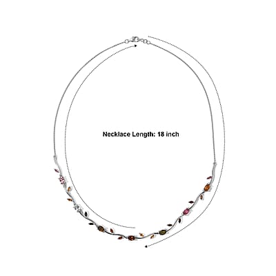 D'Joy Multi-Tourmaline 4.25 ctw Necklace (18 Inches) in Rhodium Over Sterling Silver