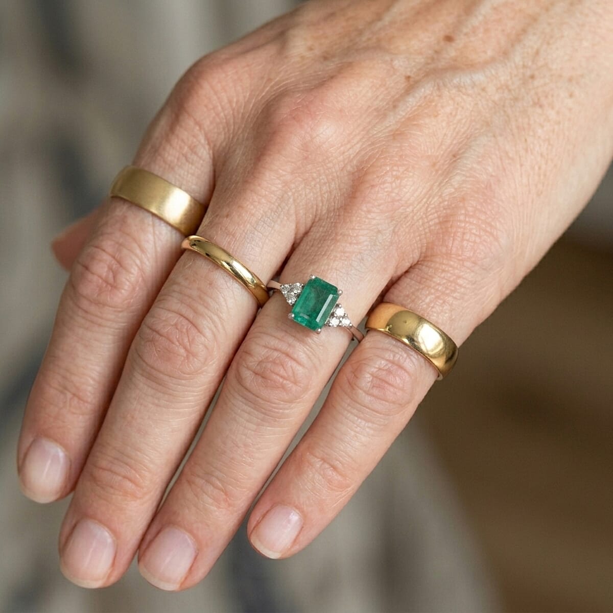D'Joy Premium Kagem Zambian Emerald and Moissanite 1.10 ctw Royal Ring in Rhodium Over Sterling Silver (Size 10.0) image number 2