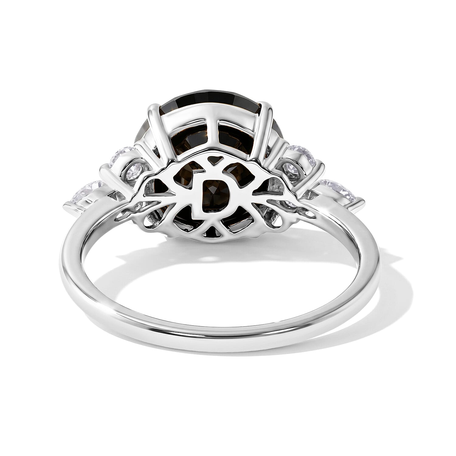 D'Joy Black and White Moissanite 4.85 ctw Black Majesty Ring in Rhodium Over Sterling Silver (Size 10.0)