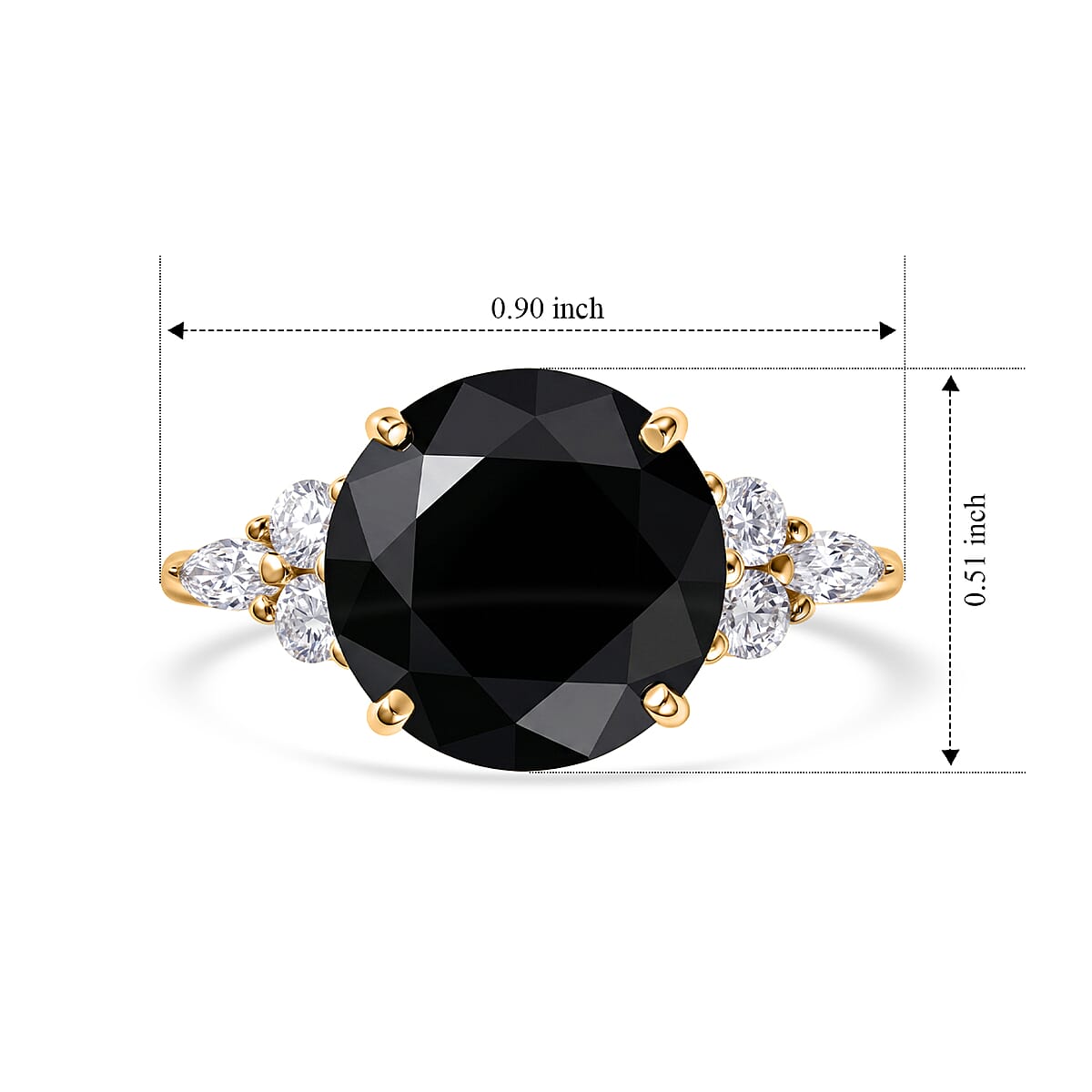 D'Joy Black and White Moissanite 4.85 ctw Ring in 18K Vermeil Yellow Gold Over Sterling Silver (Size 10.0) image number 5