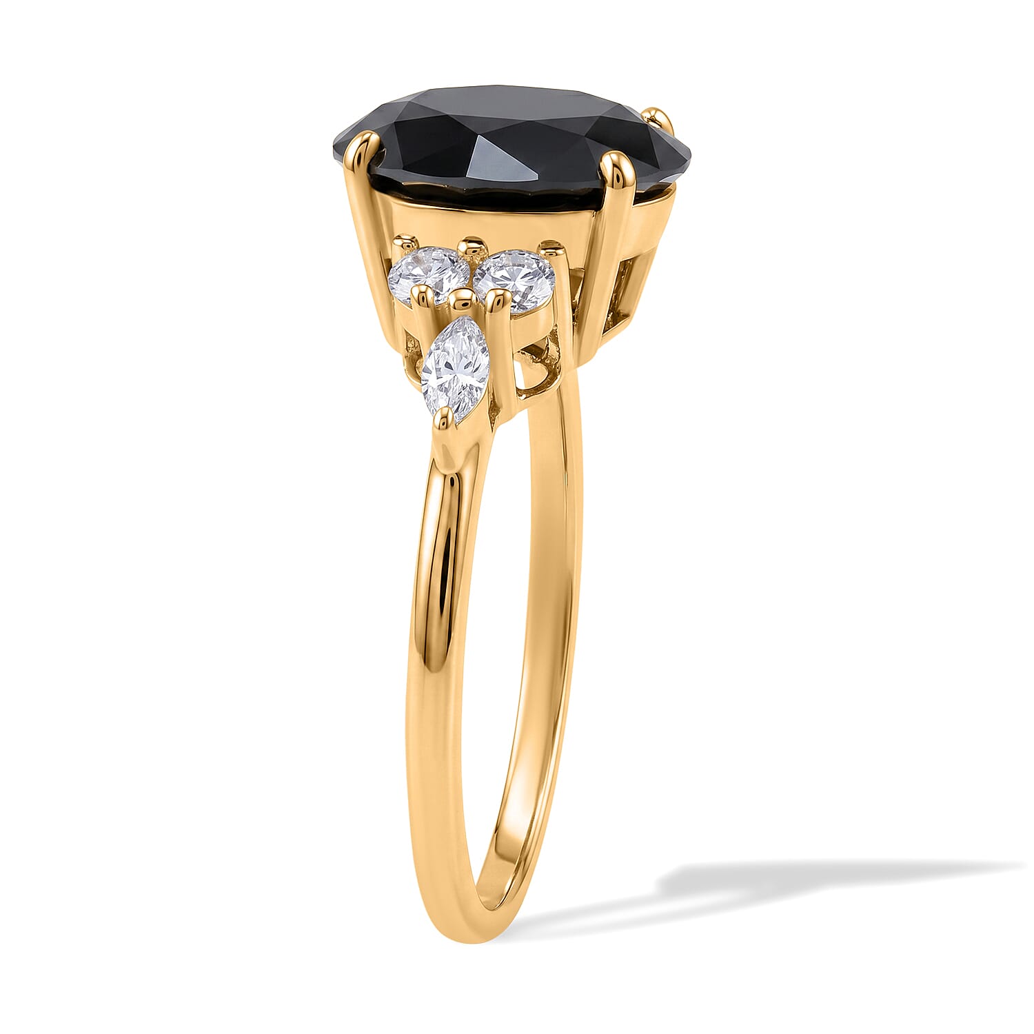 D'Joy Black and White Moissanite 4.85 ctw Black Majesty Ring in 18K Vermeil Yellow Gold Over Sterling Silver (Size 6.0)
