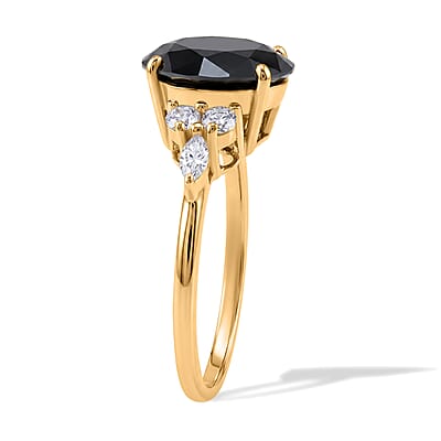 D'Joy Black and White Moissanite 4.85 ctw Black Majesty Ring in 18K Vermeil Yellow Gold Over Sterling Silver (Size 6.0)