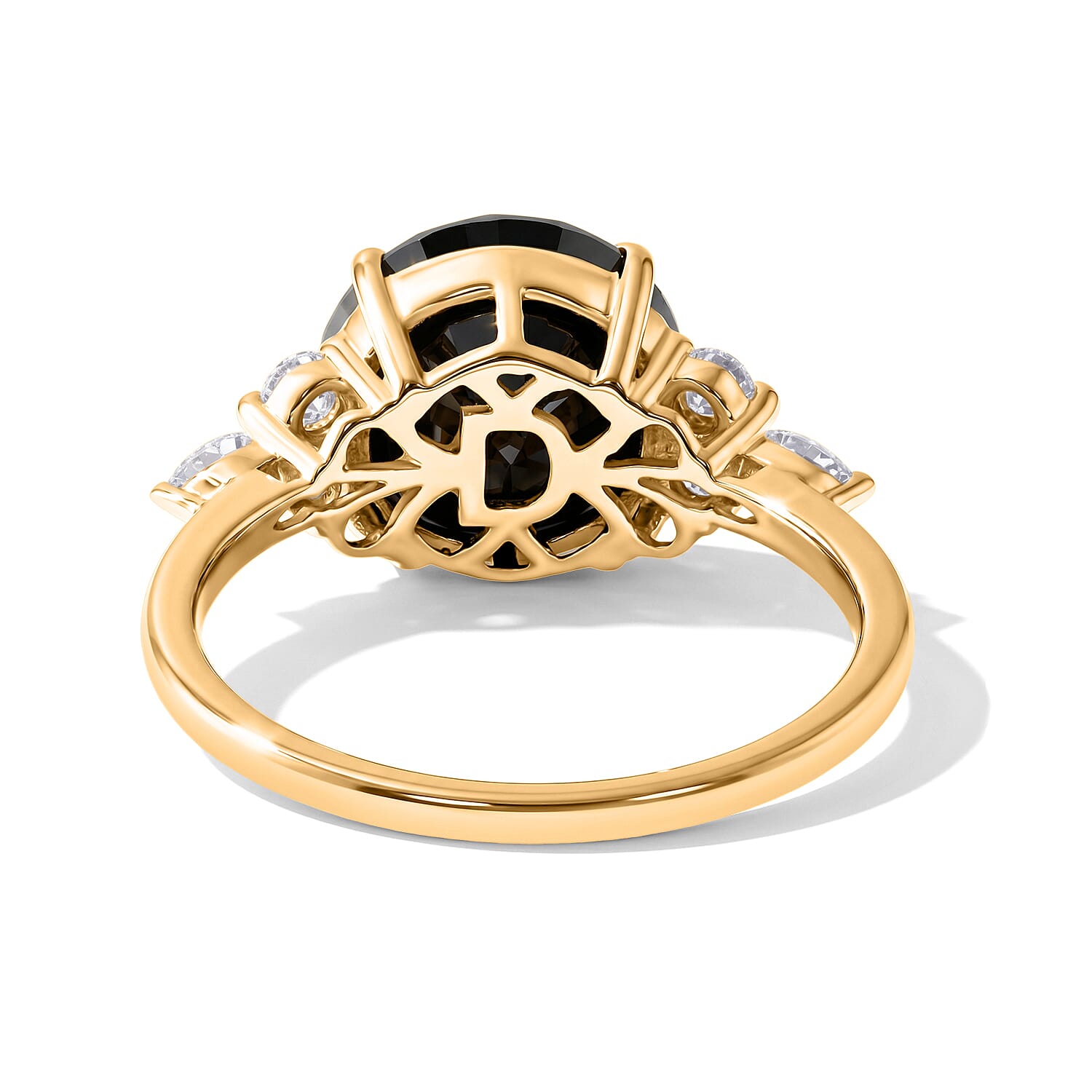 D'Joy Black and White Moissanite 4.85 ctw Black Majesty Ring in 18K Vermeil Yellow Gold Over Sterling Silver (Size 6.0)