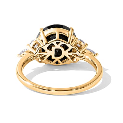 D'Joy Black and White Moissanite 4.85 ctw Black Majesty Ring in 18K Vermeil Yellow Gold Over Sterling Silver (Size 6.0)