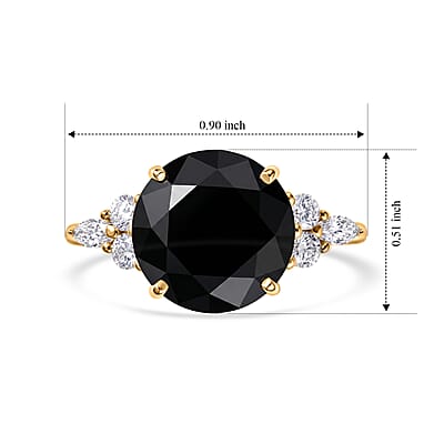 D'Joy Black and White Moissanite 4.85 ctw Black Majesty Ring in 18K Vermeil Yellow Gold Over Sterling Silver (Size 6.0)