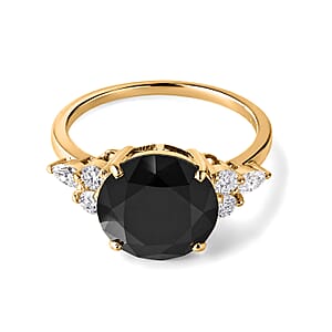 D'Joy Black and White Moissanite 4.85 ctw Ring in 18K Vermeil Yellow Gold Over Sterling Silver (Size 7.0)