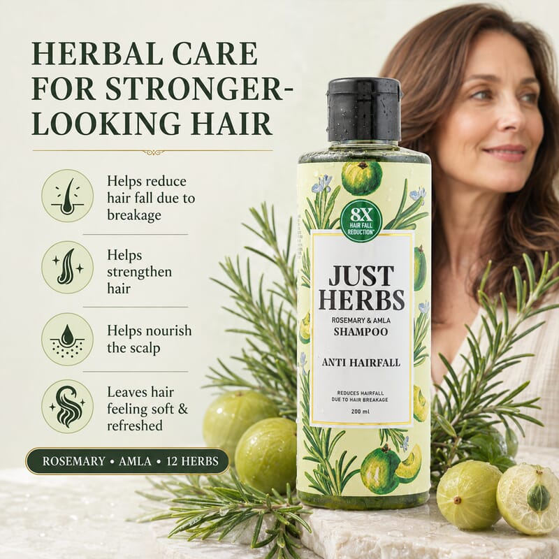 Just Herbs Anti Hairfall Shampoo | Rosemary, Amla & 12 Herbs