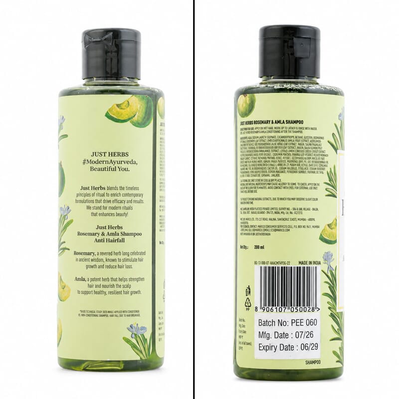 Just Herbs Anti Hairfall Shampoo | Rosemary, Amla & 12 Herbs