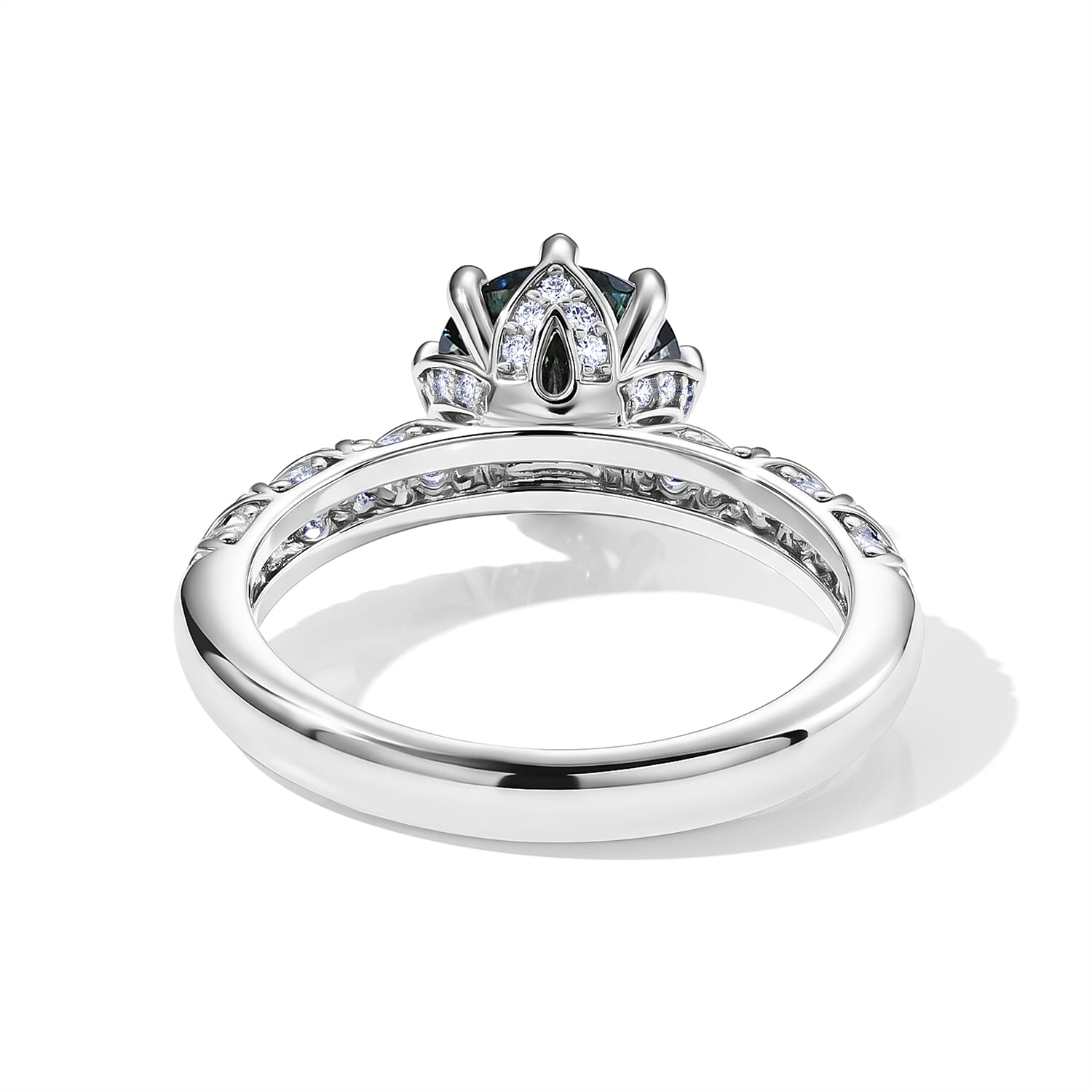 EverTrue Green and White Moissanite 1.80 ctw Ring in Platinum Bond (Size 10.0)