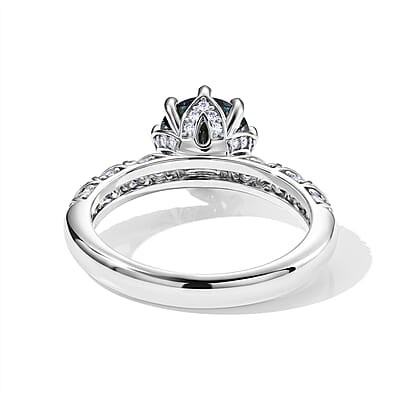 EverTrue Green and White Moissanite 1.80 ctw Ring in Platinum Bond (Size 10.0)