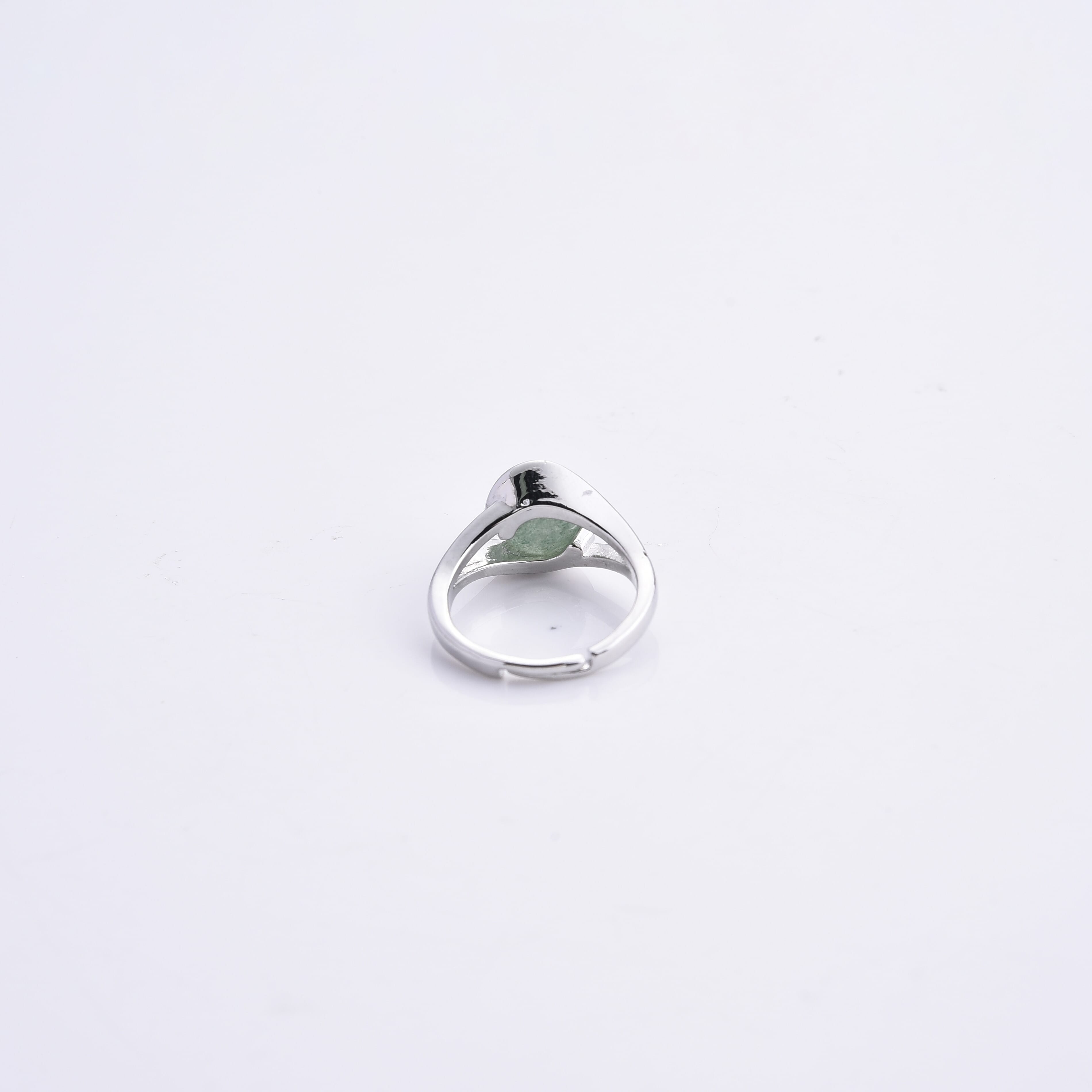 Green Aventurine 7.00 ctw Ring in Silvertone (Adjustable)